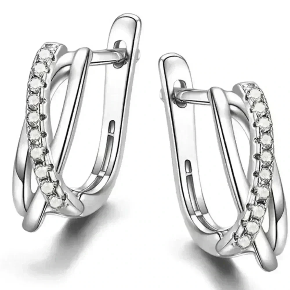 Dainty White Tiny Round CZ Twisted Irregular Stud Earrings, GPMB1432